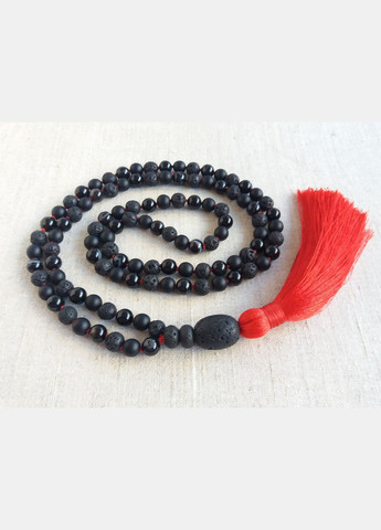 Чотки з натурального каменю Агат Онікс Лава 108 намистин 8мм червона кисть No Brand (331293531)