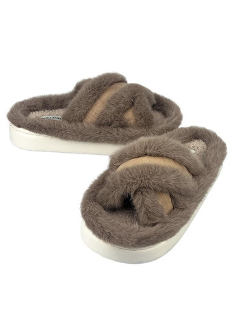 Коричневые женские домашние тапочки меховые на платформе коричневые 90636-3 Jomix