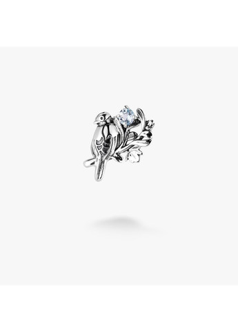 Брошка значок срібна Соловейко Блакитний Топаз 925 Zirkon Skifska Etnika (364202633)