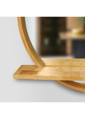 Зеркало круглое с полочкой Natural Oak деревянное Luxury Wood Sunrise (369547090)