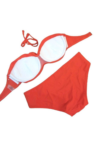 Оранжевый летний купальник стиль victorias secret бандо плавки с кольцами с пуш ап push up женский раздельный No Brand 3309