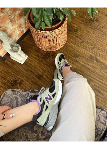 Чорні Осінні кросівки чоловічі new balance 990 black violet нью беланс 990 No Brand