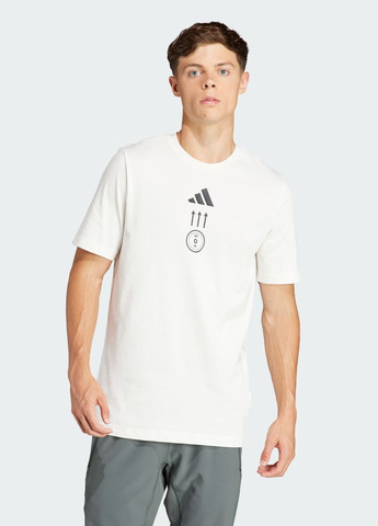 Белая футболка aeroready strength graphic adidas