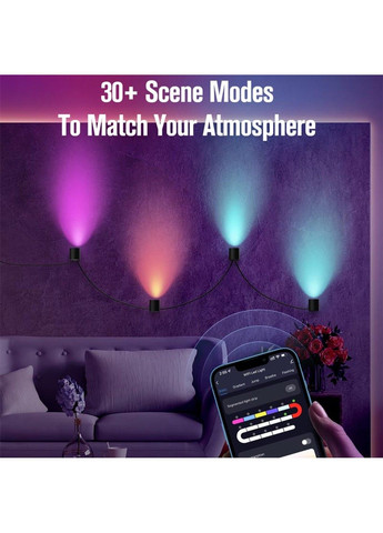 Настенная LED лампа RGB Intelligent wall lamp 4 pcs with Bluetooth European plug with app Epik (294207370)