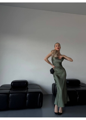 Оливкова святковий сукня жіноча No Brand однотонна