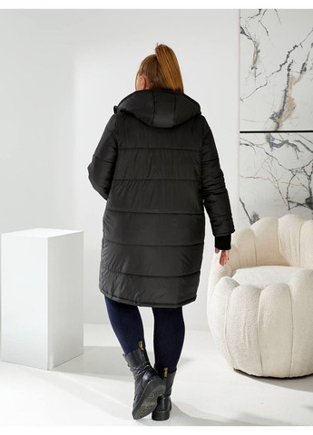 Черная зимняя куртка удлиненная зимняя теплая popluzhnaya