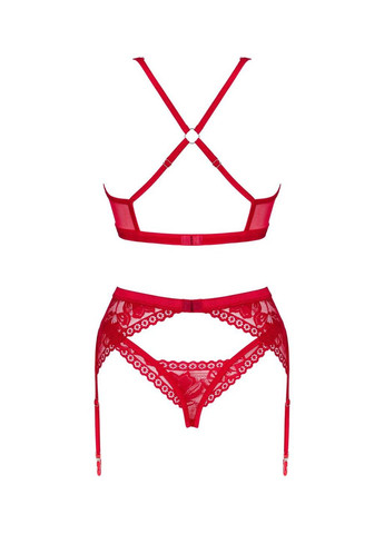 Красный демисезонный lacelove cupless 3-pcs set xs/s Obsessive