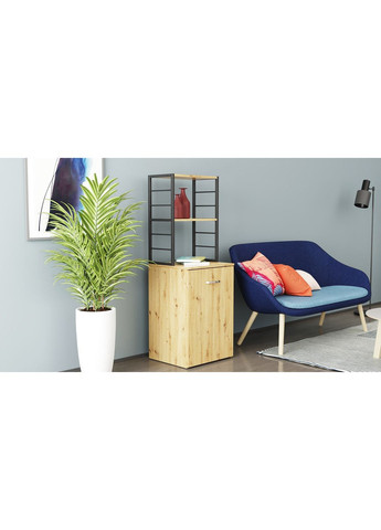 Стіл-тумба трансформер Смарт 4/1 з етажеркою 1430x1450x500 Чорний метал ДСП 16 мм (FRD-105128) Ferrum-decor (361944331)