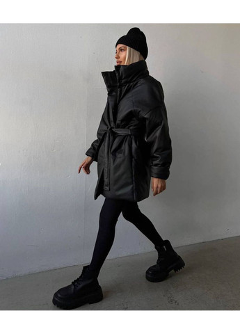 Чорна зимня куртка з екошкіри More_bboutique Куртка