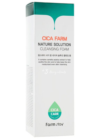 Пенка для умывания с азиатской центеллой Cica Farm Nature Solution Cleansing Foam 180ml (2-908105) FarmStay (369793968)