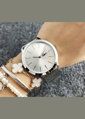 Жіночий наручний годинник кварцовий аналоговий з мінеральним склом сталевий ремінець срібло з білим (sku_521) No Brand (346078110)