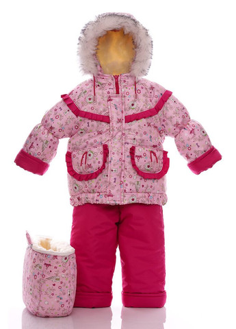 Комбинезон Конверт на меху для девочки с принтом Корон мех белый с черным тройка розовый 98 см (51428) BABYKROHA (315423914)