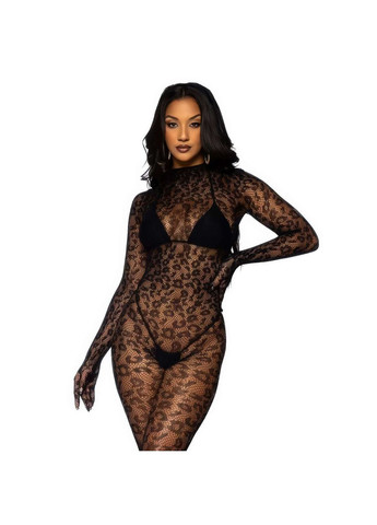 Комбінезон-боді безшовний леопардовий з мережива з довгими рукавами з відкритою спиною XS/S/M No Brand (371793559)