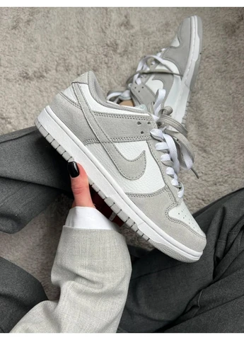 Белые демисезонные кроссовки мужские nike sb dunk low white grey v3 найк сб данк белые No Brand