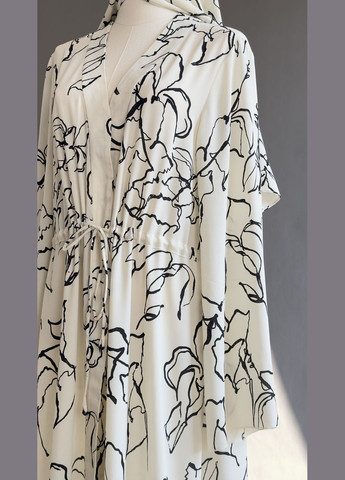 Білий святковий, коктейльна, повсякденний, кежуал, вечірня "flora" сукня-кейп, з спідницею-сонце, а-силует, кльош Halmun з квітковим принтом