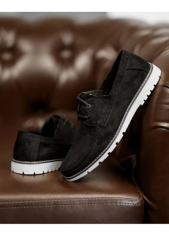 Чоловічі лофери Seon Black TR6830 черевики еко-шкіра на шнурівці чорні повсякденні 40 No Brand (392962723)