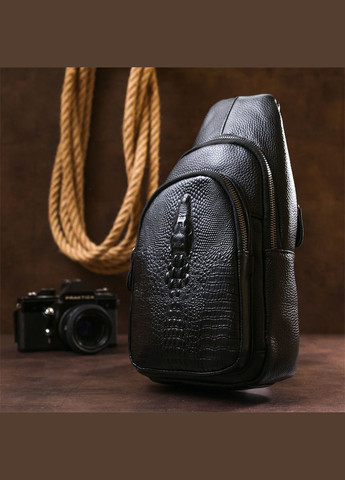 Модна шкіряна чоловіча сумка через плече 20673 Чорний Vintage (329197018)