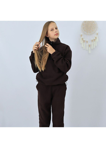 Коричневий зимній дитячий флісовий теплий костюм на зиму (толстовка на затяжках+штани) шоколад брючний No Brand