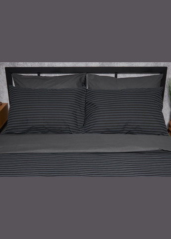 Комплект постільної білизни полуторний 143х210 наволочки 4х50х70 Бязь Gold Люкс (MS-820001062) Moon&Star Gray Stripe&Black (285716753)