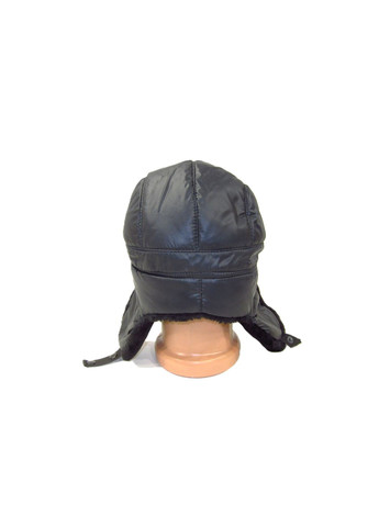 Шапка вушанка з чорної плащової тканини зі штучним хутром DAVANI 55010 No Brand шапка вушанка (315630577)