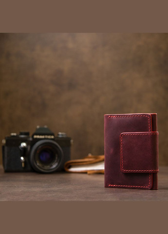 Візитниця з натуральної шкіри на магніт із 3 слотами бордова (sku_11408) No Brand (330012808)