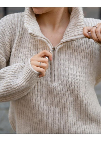 Бежевый зимний вязаный женский свитер No Brand