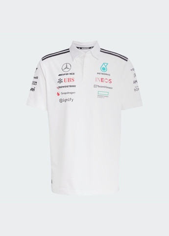 Біла футболка-поло mercedes - amg petronas formula one team adidas