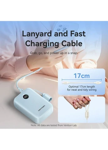 УМБ 20000mAh 22,5W PD,QC, USB-A,2xUSB-C In/Out Blue Vention (389234100)