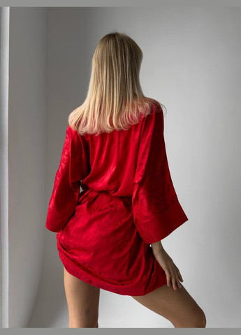 Красная всесезон домашний пижамный костюм рубашка и халатик Vakko