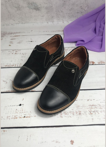 Черные туфли детские для мальчика черный (978) без шнурков Jordan