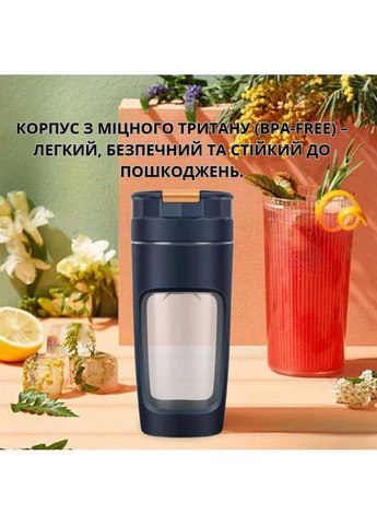 Темно-синій акумуляторний блендер з корпусом з тритану 600 мл No Brand (355469246)
