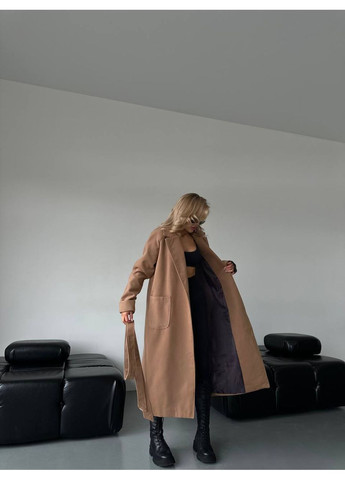 Темно-бежеве демісезонне Пальто жіноче кашемірове Style Point