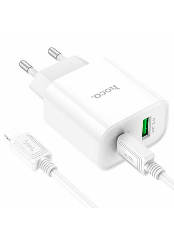 Блок для зарядки быстрой зарядки C80A Plus PD20W+QC3.0 с кабелем Lightning в комплекте Hoco (367724246)