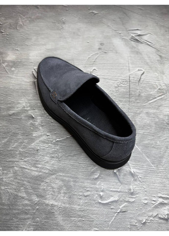 Графитовые туфли лоферы из натуральной замши, внутри кожа. Україна