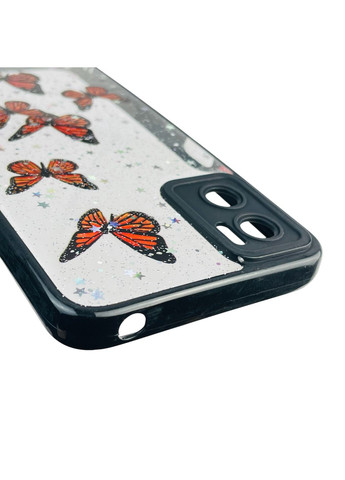 Чехол для E22i с блёстками с бабочками на моторола е22и черный Motorola (366385991)