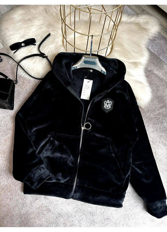 Жіночий плюшевий бомбер з капюшоном на блискавці MonCher на блискавці (365638063)