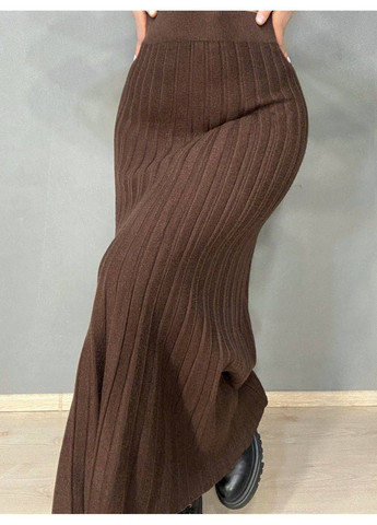 Спідниця жіноча 8893 в’язана довга максі пліссе трапеція коричнева My Fashion (369299664)