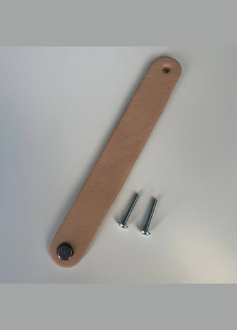 Ручка для меблів з натуральної шкіри "Петля" закруглена шкіряна ручка, бежева, фурнітура чорний нікель, 70*20 мм No Brand (328263026)