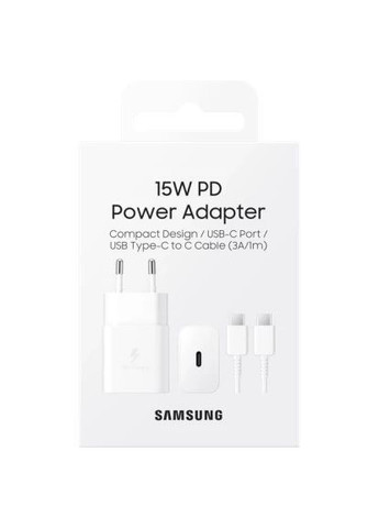 Зарядний пристрій (EP-T1510XWEGEU) Samsung USB-С 15W White + Cable USB-C 1m (370015067)