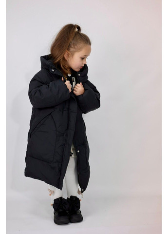 Чорне демісезонне Повсякденне демісезонне пальто для дівчаток на блискавці No Brand