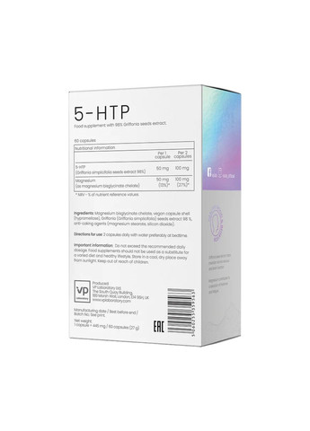 Добавка 5-гідрокситриптофан 5-HTP - 60 caps VPLab Nutrition (364201529)