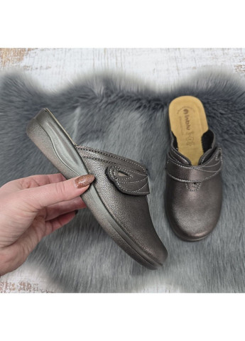 Графитовые тапочки женские для дома графитовые эко-кожа на танкетке Inblu