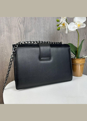 Замшева стьобана сумочка клатч на плече з ланцюжком натуральна чорна замша (sku_1664) No Brand (330576640)