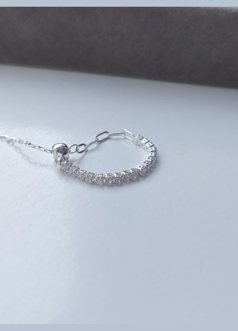 Каблучка жіноча з ланцюжком та камінням MM0064 срібна (медсрібло) DeKolie (338211735)