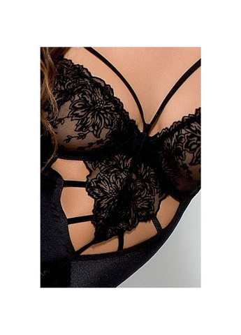 Эротическое боди монокини премиум-класса Exclusive - Haya Body Black, с кружевными вставками и лентами Passion (334305558)