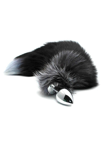 Металлическая анальная пробка Лисий хвост Black And White Fox Tail L, диаметр 3,9 см Alive (293959551)