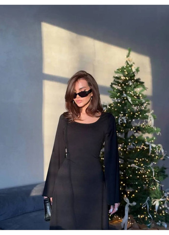 Чорна святковий, повсякденний жіноча трикотажна сукня кльош Україна