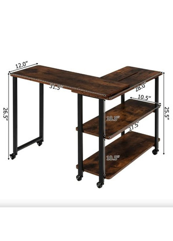 Стіл L-подібний King обертовий в стилі Loft Costway (362028085)