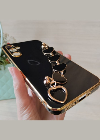 Чохол для samsung a34 жіночий силіконовий із золотистою рамкою Luxury (чорний) No Brand (296914458)