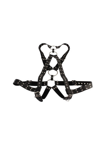 Портупея-бондаж BEHAVE! Luxury Fetish с декоративными заклепками, черная Chisa (338423234)